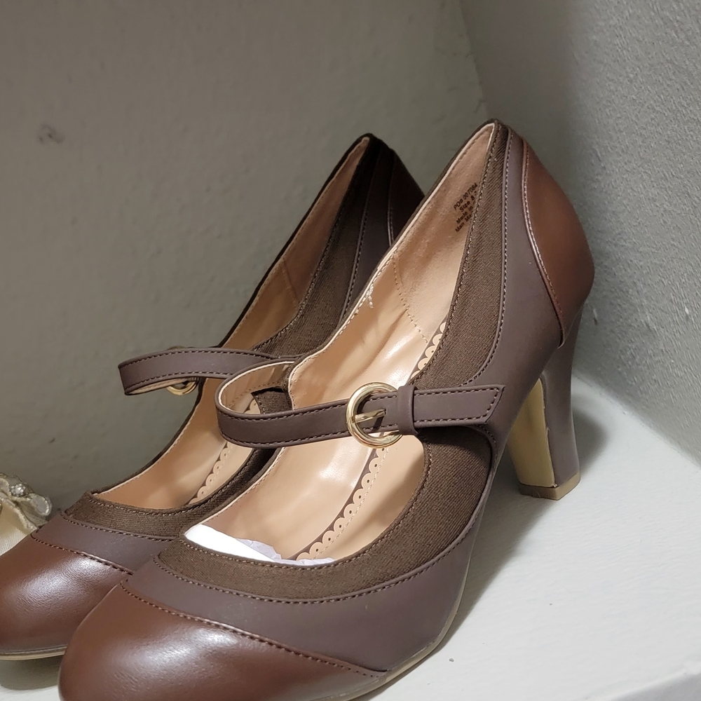 Journee Collection Brown Mary Jane Heels